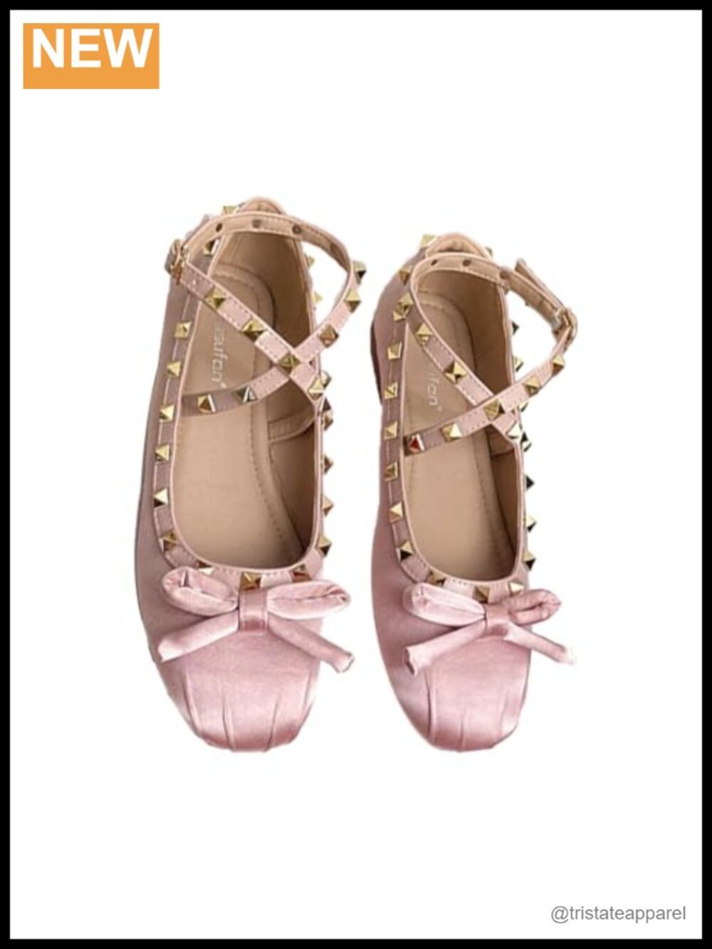 Satin Studded Strap Ankle Ballet Mary Jane Flats Closed Toe Slip-On